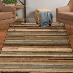Fulgor Taupe 8 ft. x 10 ft. Modern Stripe Abstract Indoor Area Rug