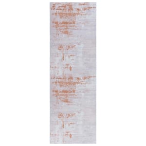 Tacoma Gray/Rust 3 ft. x 8 ft. Machine Washable Abstract Distressed Gradient Runner Rug
