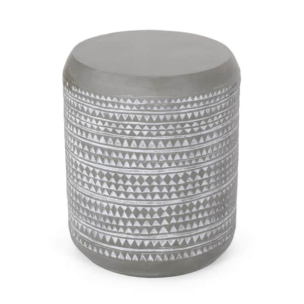 15.50 in. W x 15.50 in. D x 18.50 in. H White Outdoor Concrete Side Table Boho Inspired Lightweight Cylinder Design