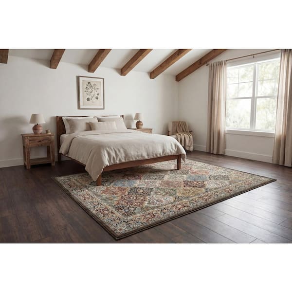 Ancient Garden 5 ft. 3 in. X 7 ft. 7 in. Brown/Blue Oriental Indoor Area Rug
