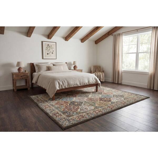 Ancient Garden 6 ft. 7 in. X 9 ft. 6 in. Brown/Blue Oriental Indoor Area Rug