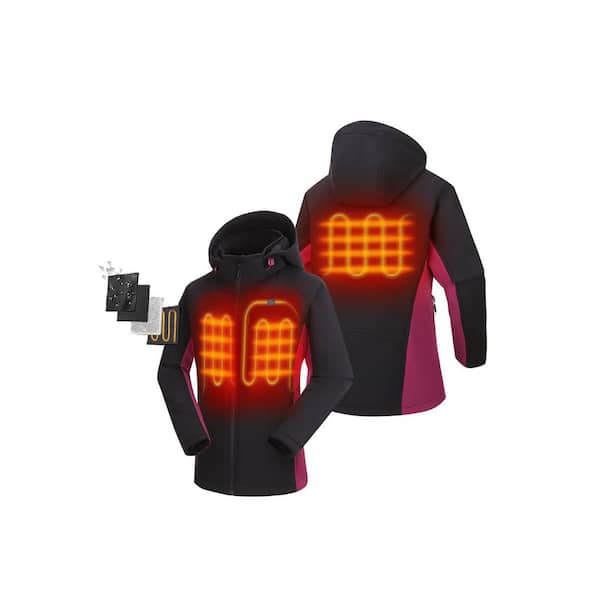 ORORO Women's XX-Large Black/Purple 7.2-Volt Lithium-Ion Slim Fit Heated Jacket w/ (1) 5.2 Ah Battery Pack and Detachable Hood