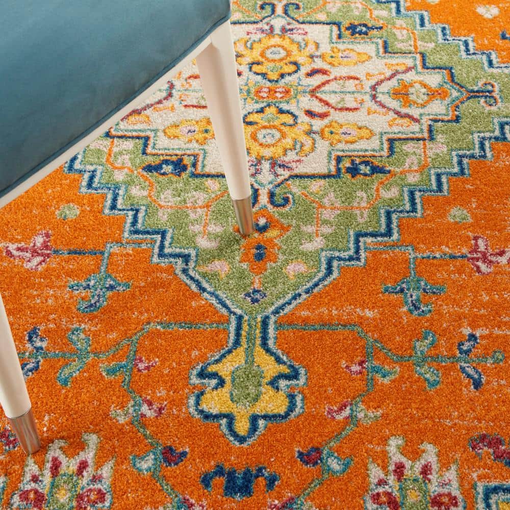 Allure Boho Medallion 5' x 7' Orange Multicolor Easy-Care Area Rug