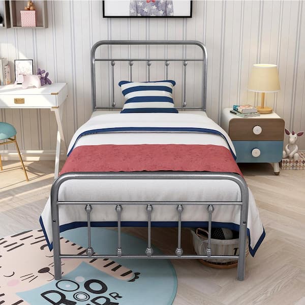 No tools needed EASY SETUP BIFOLD Metal Bed Frame w/ Built in Headboard 