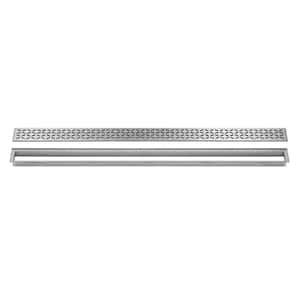 Kerdi-Line Brushed Stainless Steel 39-3/8 in. Floral Grate Assembly with 29/32 in. Frame