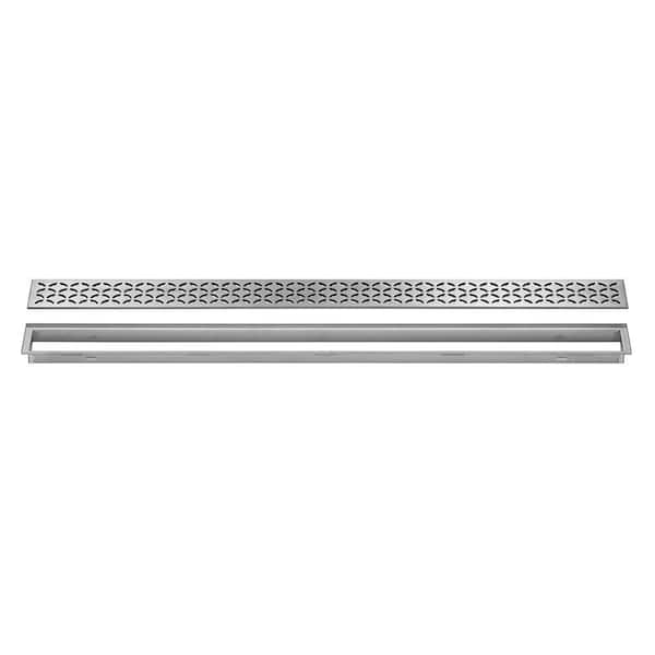 Schluter Kerdi-Line Brushed Stainless Steel 27-9/16 in. Floral Grate Assembly with 29/32 in. Frame