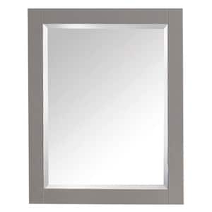 Transitional 24 in. W x 30 in. H Framed Rectangular Beveled Edge Bathroom Vanity Mirror in Chilled Gray