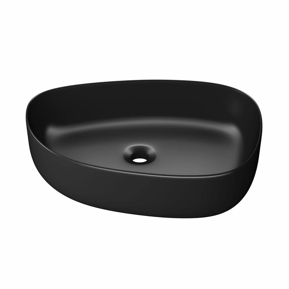 Zermatt 22" Matte Black Ceramic Irregular Vessel Sink