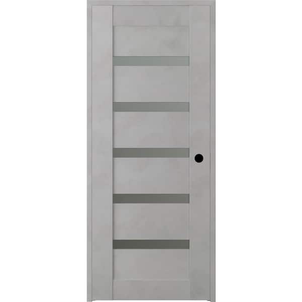 Belldinni Vona 07-04 24 in. x 80 in. Left-Hand 5-Lite Frosted Glass Solid Core Light Urban Wood Single Prehung Interior Door