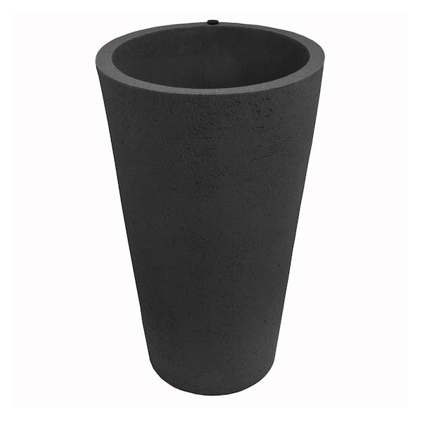 30 in. Tall Crete Plastic Planter, Black