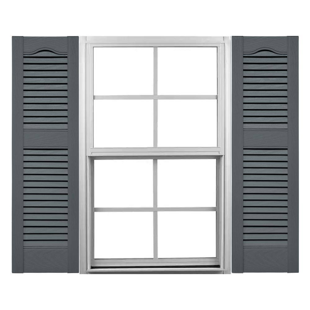 TailorMade 12 in. W x 79 in. H Louvered Vinyl Shutters Pair in Storm Cloud price history on PriceWatchPro