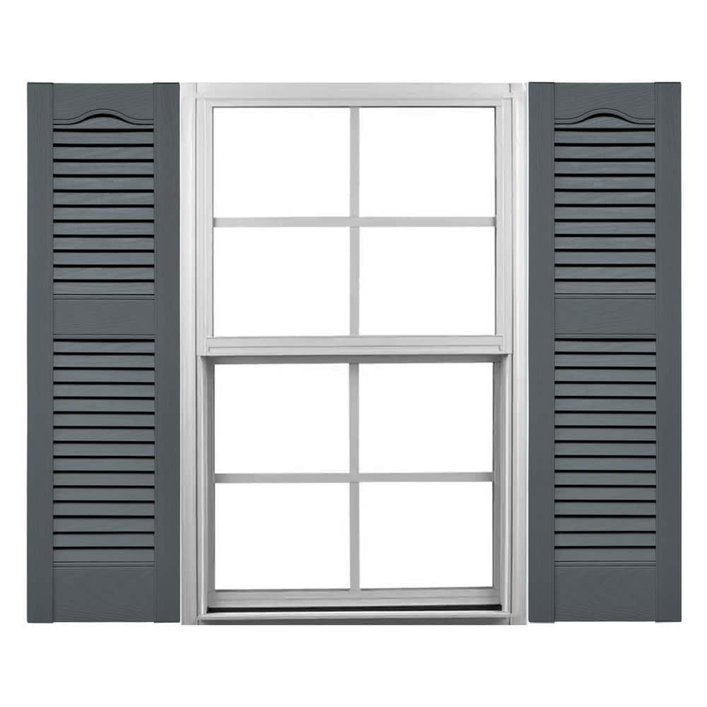 Mid America 14.5 in. W x 60 in. H Louvered Vinyl Shutters Pair in Storm Cloud price history on PriceWatchPro