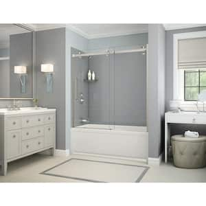 Utile Metro 32 in. x 60 in. x 81 in. Bath and Shower Combo in Ash Grey, New Town Left Drain, Halo Door Brushed Nickel