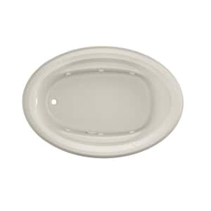 SIGNATURE 59 in. x 41 in. Oval Whirlpool Bathtub with Left Drain in Oyster