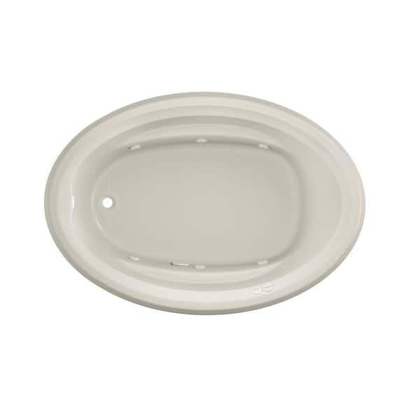 JACUZZI SIGNATURE 59 in. x 41 in. Oval Whirlpool Bathtub with Left Drain in Oyster