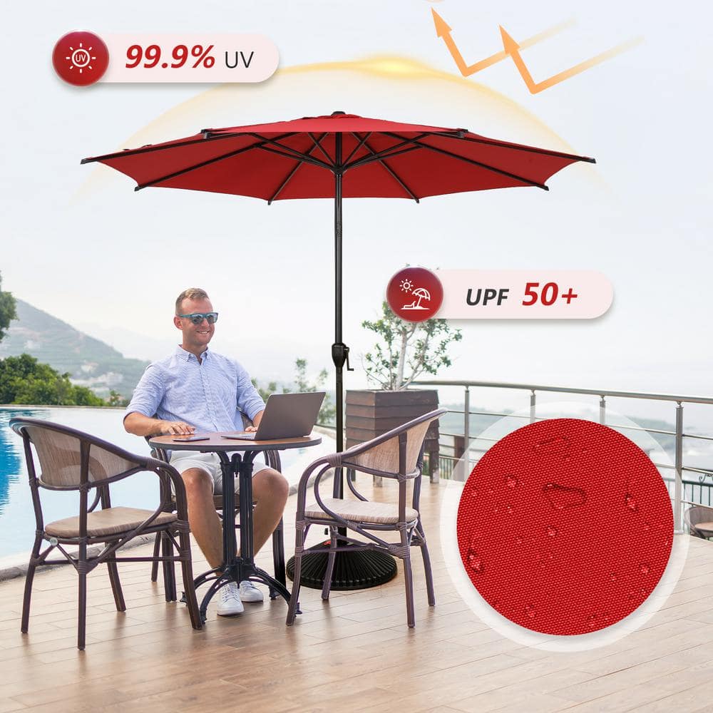Lyon 11ft Red and Charcoal Steel Market Umbrella