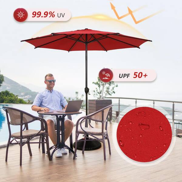 abba patio umbrella canada Abba Patio 11-ft Steel Red Crank Market Patio Umbrella one_size