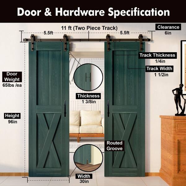 HOMACER 30 in. x 96 in. X-Frame Royal Pine Double Pine Wood