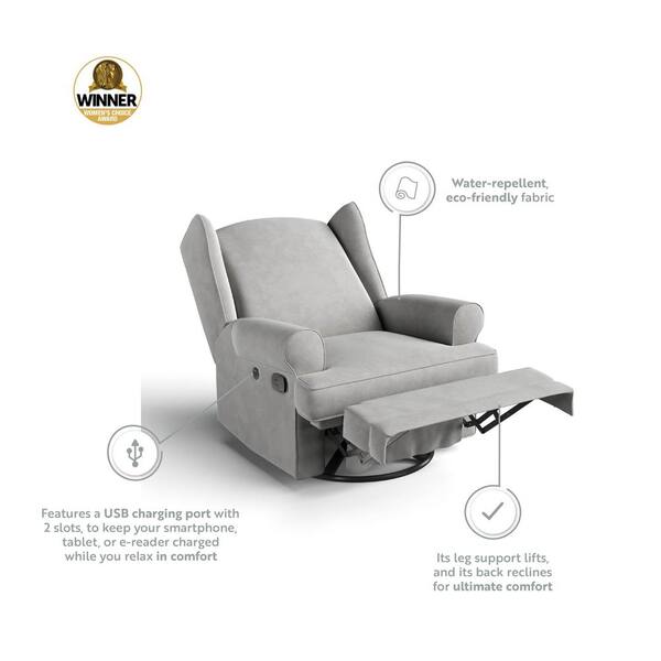 うに　LOVE+ SERENITY Storkcraft Serenity Wingback Upholstered Recliner Glider