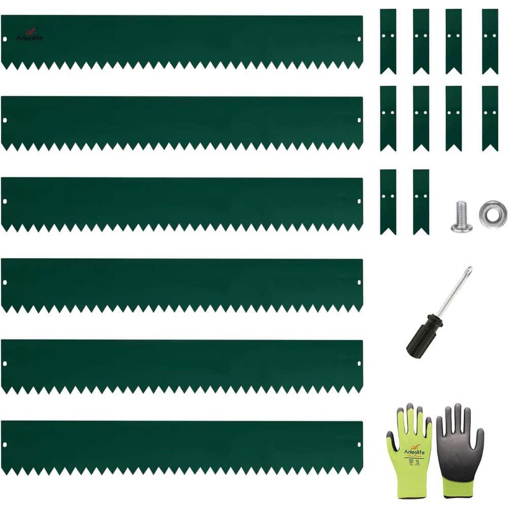 6-Pack 40 in. L x 6 in. H Green Steel Garden Landscape Edging, Bendable Law