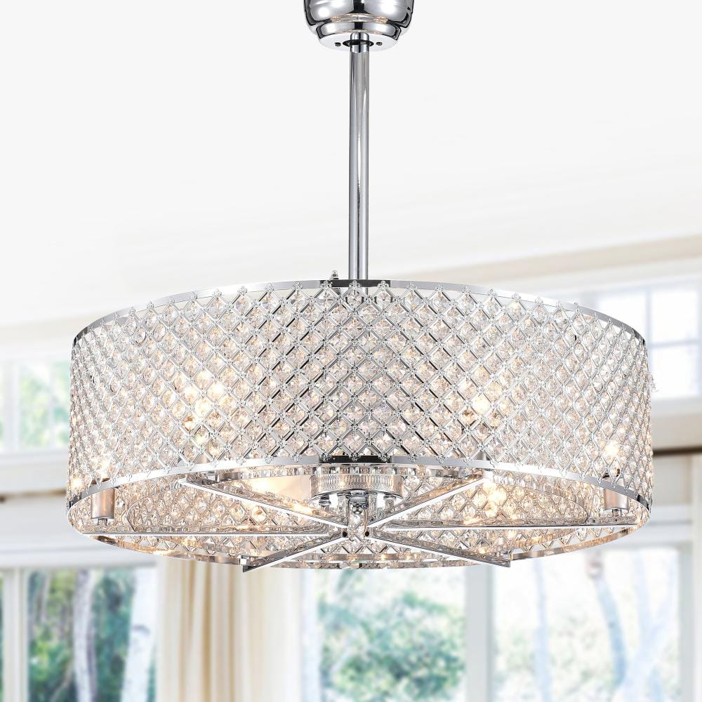 Miyaka Chrome 6-light Lighted Crystal Ceiling Fan price history on PriceWatchPro