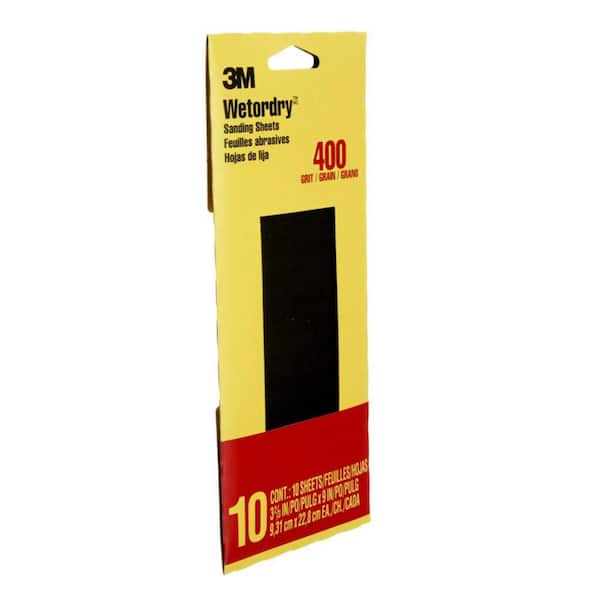 3M Imperial Wetordry 3.7 in. x 9 in. Super Fine 400-Grit Sheet Sandpaper (10-Sheets/Pack)