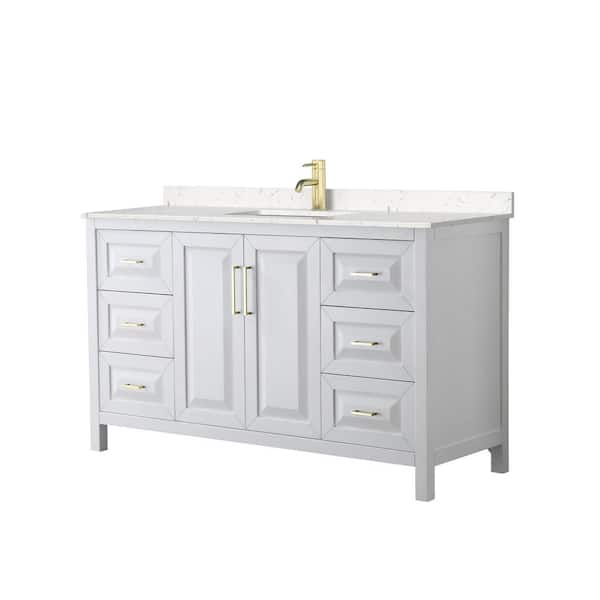 Wyndham Collection Daria 60 in. W x 22 in. D x 35.75 in. H Single Sink Bath Vanity in White with Light-Vein Carrara Cultured Marble Top