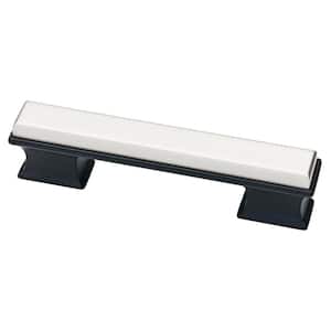 Dual Tone Luxe Square Dual Mount 3 in. or 3-3/4 in. (76/96 mm) Matte Black and Stainless Steel Cabinet Drawer Bar Pull