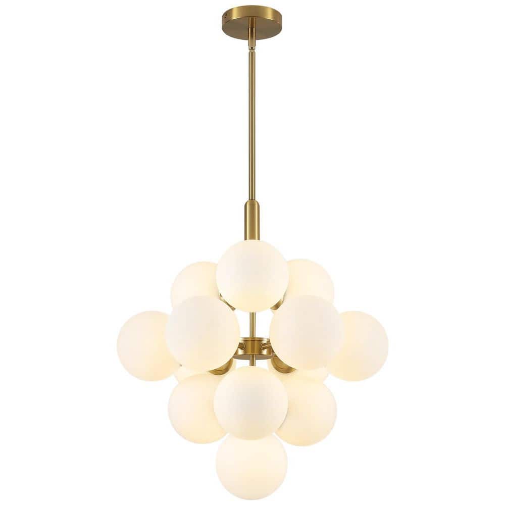 13 light Gold Mid Century Modern Globe Chandelier With Milk White Glass Shade for Dining Room with no bulbs included price history on PriceWatchPro