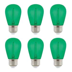 40-Watt Equivalent S14 Green E26 Edison Filament LED Light Bulb Green Light (6-Pack)