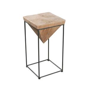 Pharaoh 22 Inch Natural Wood and Iron Small Accent Table
