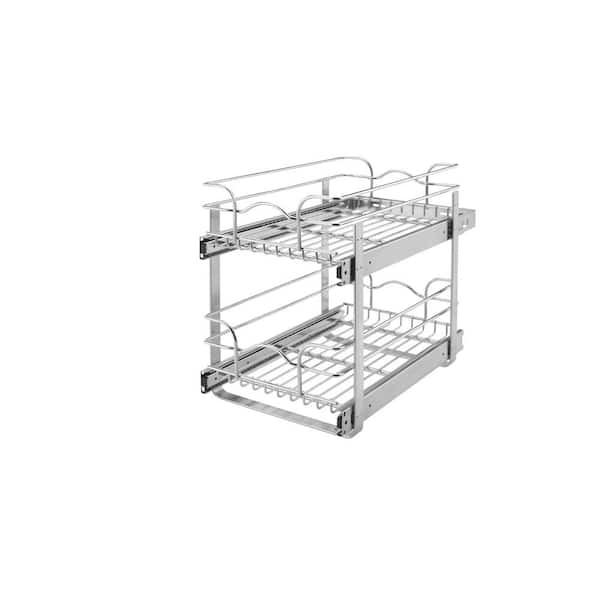 Chrome 2 Tier Wire Basket Organizer, Cabinet Pull Out Shelves Home Depot