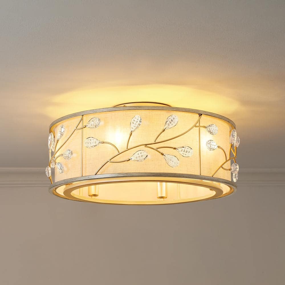 20 In.Gold Flush Mount Ceiling Fan with Light, Remote Control, Crystal Branch Design Lampshade, Suitable for Bedroom price history on PriceWatchPro