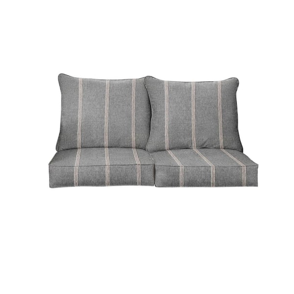SORRA HOME 22.5 in. x 22.5 in. x 5 in. (4-Piece) Deep Seating Outdoor Loveseat Cushion in Sunbrella Lengthen Stone