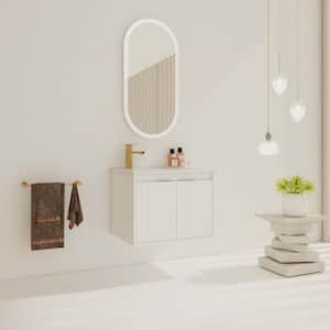 18.2 in. D x 24 in. W x 18.5 in. H Single Sink Floating Bath Vanity in White with a White Resin and White Ceramic Top