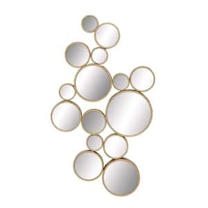 40 in. x 22 in. Bubble Cluster Round Framed Gold Wall Mirror