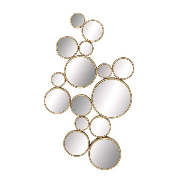 CosmoLiving by Cosmopolitan 40 in. x 22 in. Bubble Cluster Round Framed Gold Wall Mirror