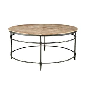 Stanton 38 in. Mango Round Solid Wood Coffee Table with Metal Legs