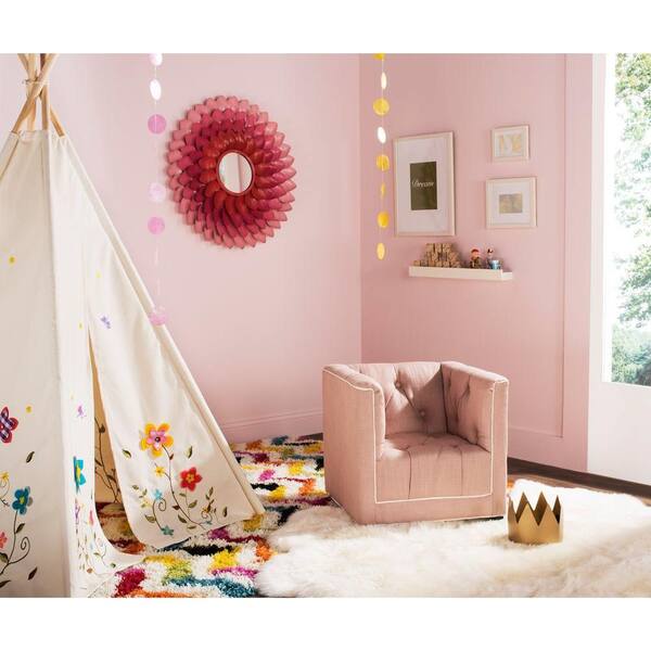Safavieh Little Decorator Pink & White Upholstered Kids Chair