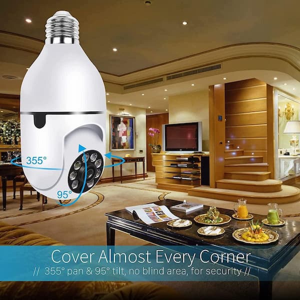 LiVIE Wired Light Bulb 1080P Wi-Fi Security Camera, 360° PTZ
