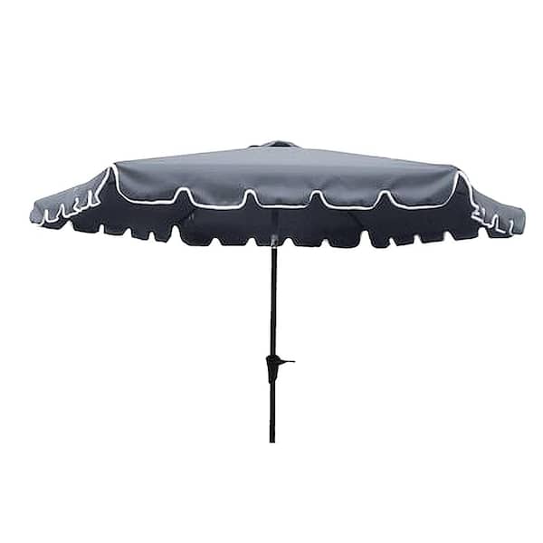 Tatayosi 9 ft. Aluminum Pole Scalloped Outdoor Patio Market Umbrella with Carry Bag in Gray