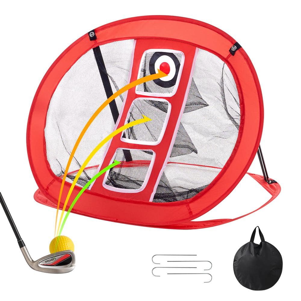 VEVOR Golf Chipping Net Pop Up Golf Practice Net Portable Indoor Outdoor Home Golf Hitting Aid Net, Red