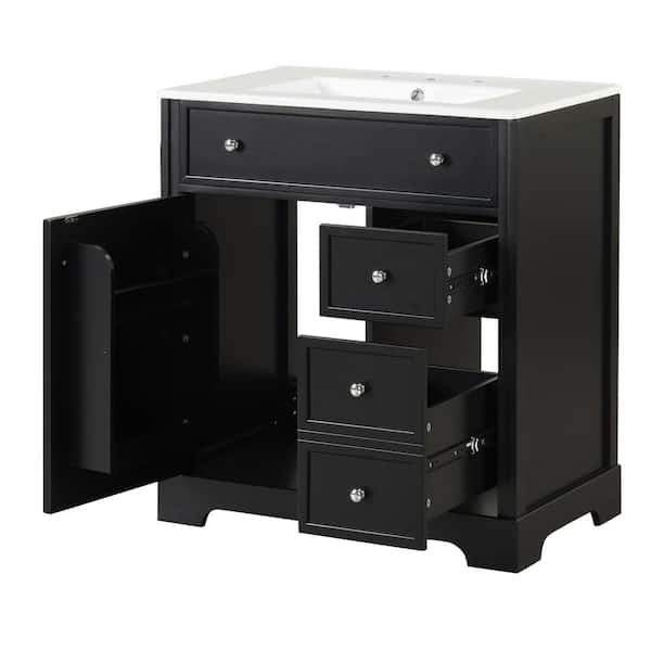 COWLOWN 30 in. W x 18.3 in. D x 34 in. H Bathroom Black Linen Cabinet