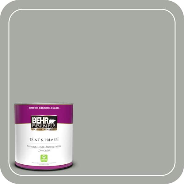 BEHR PREMIUM PLUS 1 qt. #ECC-35-1 Silver Clouds Eggshell Enamel Low Odor Interior Paint & Primer