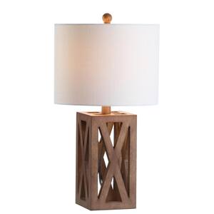 Stewart 21.5 in. Brown Wood LED Table Lamp