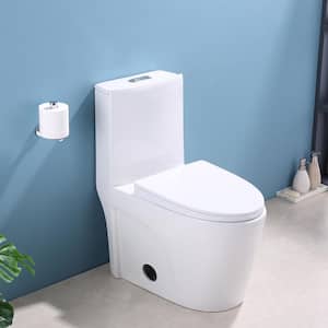 Comfort Height 1-piece 1.1/1.6 GPF Dual Flush Elongated Toilet in. White, Seat Included