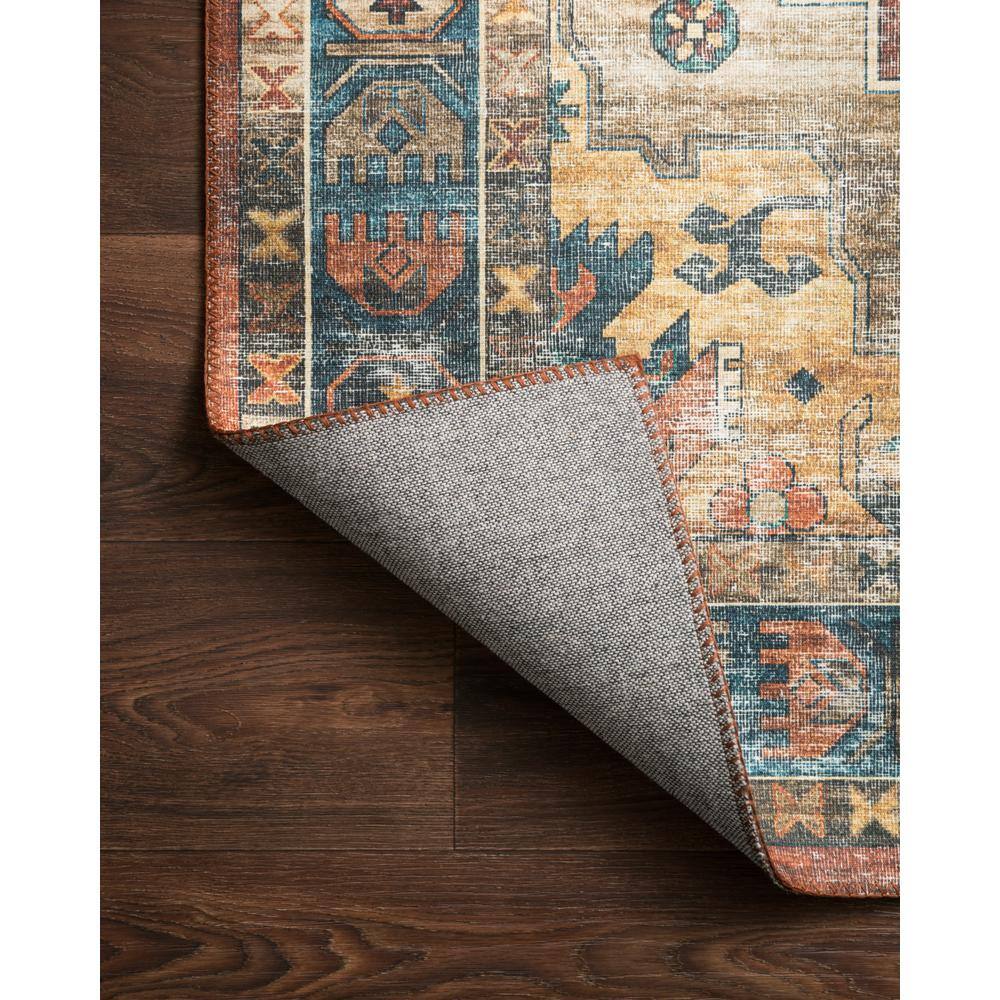Blue and Rust Oval 6' x 9' Wool and Synthetic Area Rug