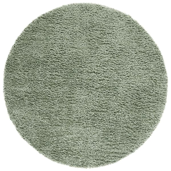 Lindsay Shag 7 ft. x 7 ft. Green Modern Solid Round Area Rug