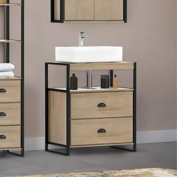 Karyl 23.6 in. W x 30 in. H x 17.7 in. D Brown Over The Toilet Storage with Drawers