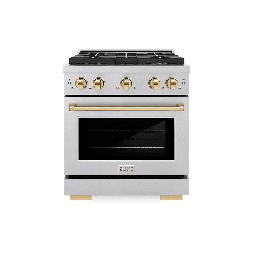 Autograph 30 in. 4.2 cu. ft. Paramount Gas Range with 4-Burner Cooktop and Gas Oven in Satin Stainless and Gold price history on PriceWatchPro